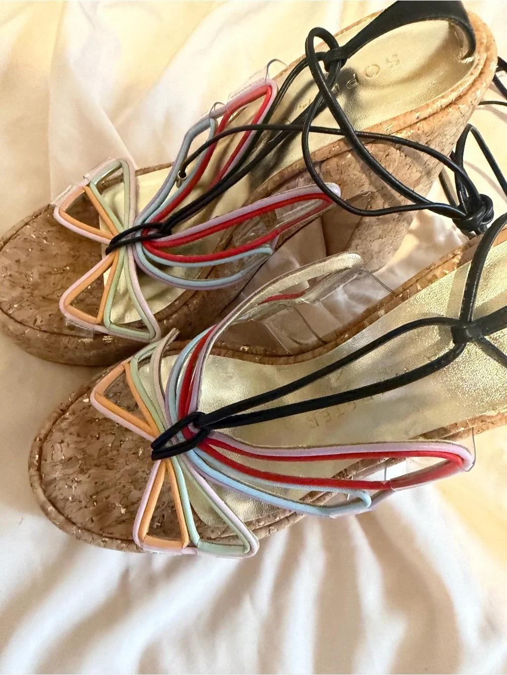 Sophia Webster Multicolor Butterfly Cork Wedge Sandals